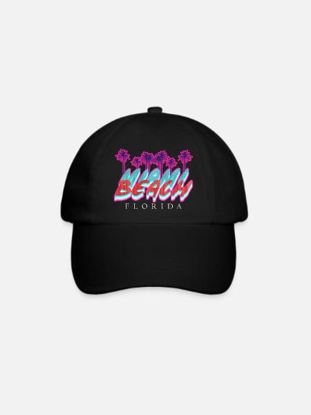 Beach Florida Neon Palms - Baseballkappe - Schwarz/Schwarz