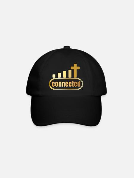 Connected - Kreuz - gold - christlich - Baseballkappe - Schwarz/Schwarz