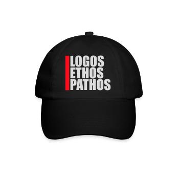 Logos Ethos Pathos Rhetorik Philosophie Student - Baseballkappe - Schwarz/Schwarz - Vorne