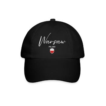 Warschau, Polen, elegantes Design Warschau - Baseballkappe - Schwarz/Schwarz - Vorne