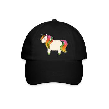 Regenbogen Einhorn - Baseballkappe - Schwarz/Schwarz - Vorne