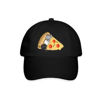 Katzen schlafen drinnen Pizza süßes Kawaii-Feinschmeckergeschenk - Baseballkappe - Schwarz/Schwarz - Vorne