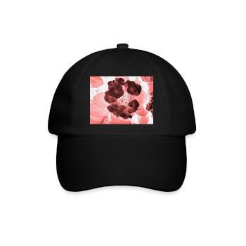 Rote Hydrangea Florales Muster - Baseballkappe - Schwarz/Schwarz - Vorne