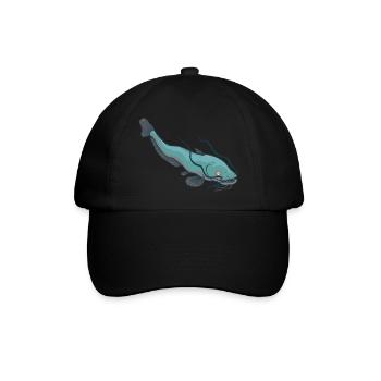 großer Wels Waller Fisch See Weiher cool baden - Baseballkappe - Schwarz/Schwarz - Vorne