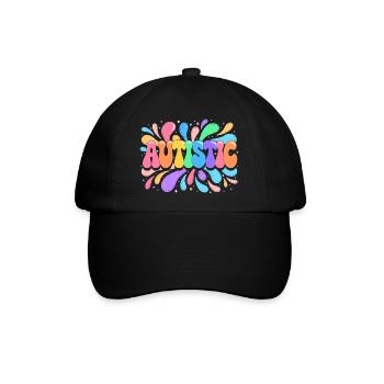 Regenbogen-Autistischer Stolz - Baseballkappe - Schwarz/Schwarz - Vorne
