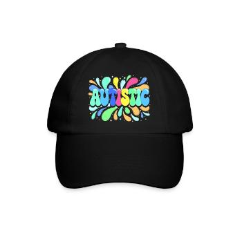 Autismus-Farben und Stolz - Baseballkappe - Schwarz/Schwarz - Vorne