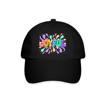 Happy Lettering in bunten Splittern - Baseballkappe - Schwarz/Schwarz - Vorne