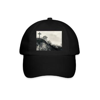 Steinhügel mit Kreuz - Baseballkappe - Schwarz/Schwarz - Vorne