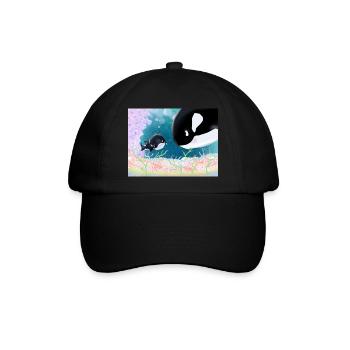Kleine Orca-Freundschaft Unterwasser - Baseballkappe - Schwarz/Schwarz - Vorne