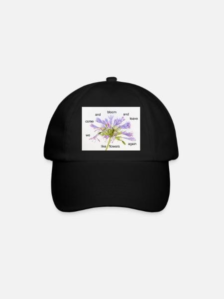 Zyklus der Blüte – Blumenpoem - Baseballkappe - Schwarz/Schwarz
