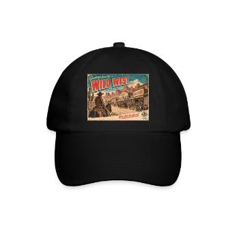 Grüße von der Wildwest-Retro-Postkarte - Baseballkappe - Schwarz/Schwarz - Vorne