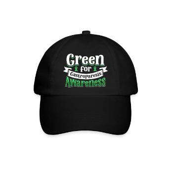 Grün tragen - Für Gastroparese Aufklärung - Baseballkappe - Schwarz/Schwarz - Vorne