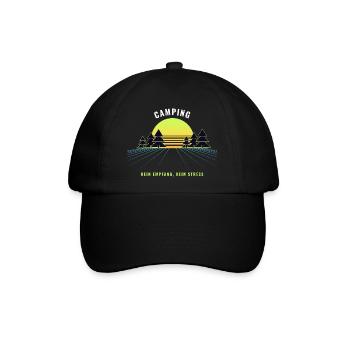 Camping Retro Sonnenuntergang Vintage 80er - Baseballkappe - Schwarz/Schwarz - Vorne