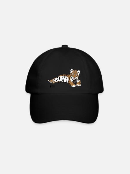 Tiger liegend - Baseballkappe - Schwarz/Schwarz