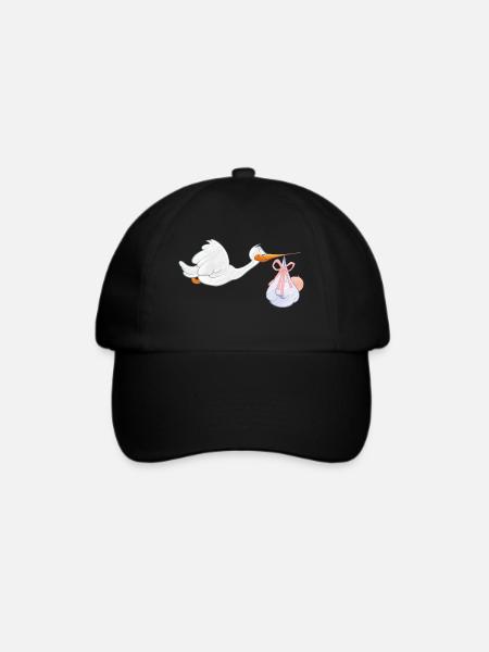 Storch mit Baby - Baseballkappe - Schwarz/Schwarz