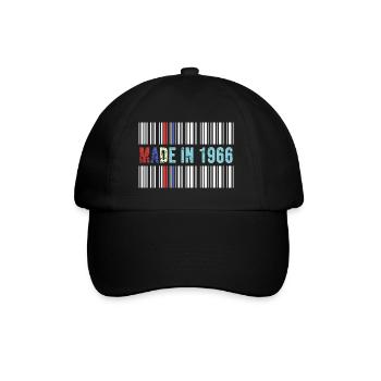 1966 geburtstag 56 jahre 56.jubiläum retro barcode - Baseballkappe - Schwarz/Schwarz - Vorne