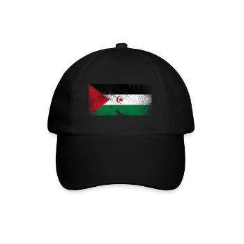 Western Sahara Flagge - Vintage Grunge - Baseballkappe - Schwarz/Schwarz - Vorne