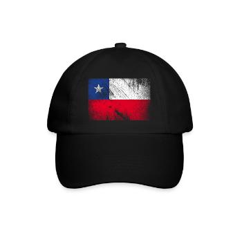 Chile Flagge - Vintage Grunge - Baseballkappe - Schwarz/Schwarz - Vorne