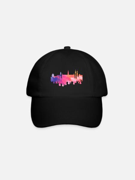 Hamburg Deutschland Stadt Skyline Splash Bunt - Baseballkappe - Schwarz/Schwarz