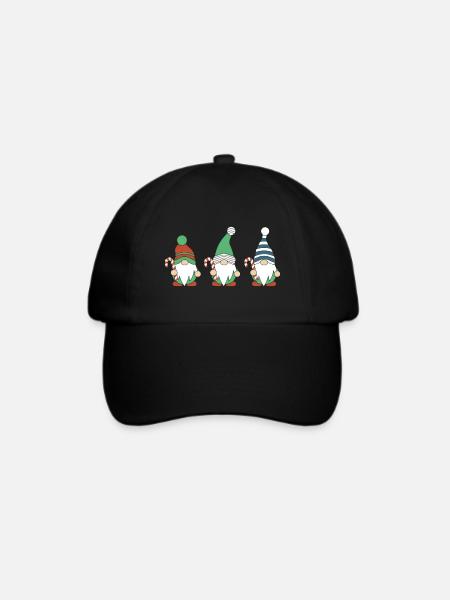 Drei Süße Weihnachtsgnomes - Baseballkappe - Schwarz/Schwarz