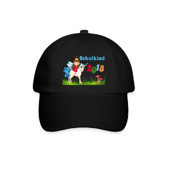 Schulkind 2018 Einschulung Einhorn Mädchen - Baseballkappe - Schwarz/Schwarz - Vorne