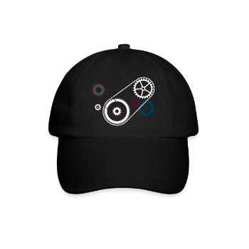 Zahnräder Getriebe Motorblock - Baseballkappe - Schwarz/Schwarz - Vorne
