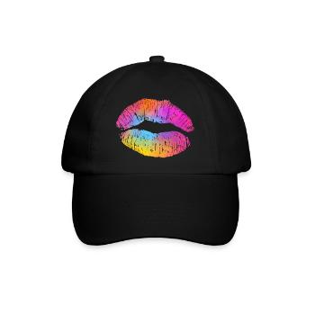 Aquarell Lippe - Baseballkappe - Schwarz/Schwarz - Vorne
