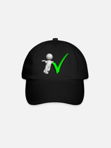 3D Figur mit grünem Häkchen - Baseballkappe - Schwarz/Schwarz