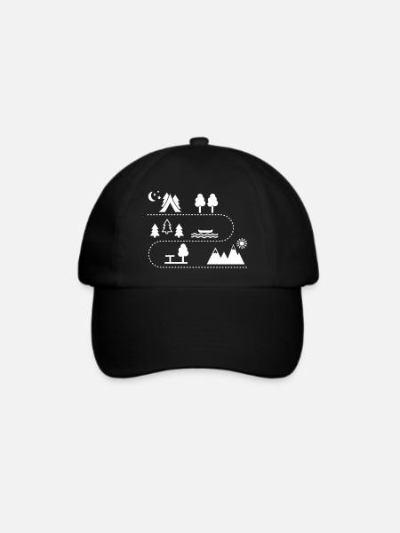 Camping - Baseballkappe - Schwarz/Schwarz