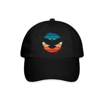 Krähe Rabe Vogel Vintage Retro Design - Baseballkappe - Schwarz/Schwarz - Vorne