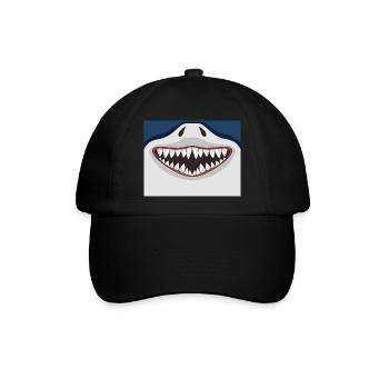 Halloween Maske für Hai Kostüm Haifisch Mund - Baseballkappe - Schwarz/Schwarz - Vorne