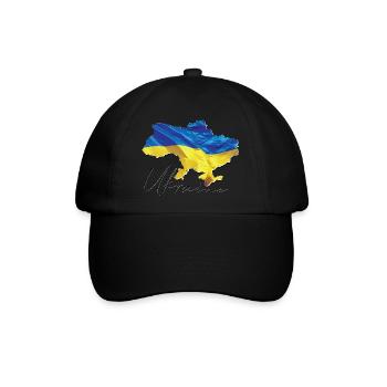 Ukraine Flagge in der Ukraine Landkarte EN - Baseballkappe - Schwarz/Schwarz - Vorne
