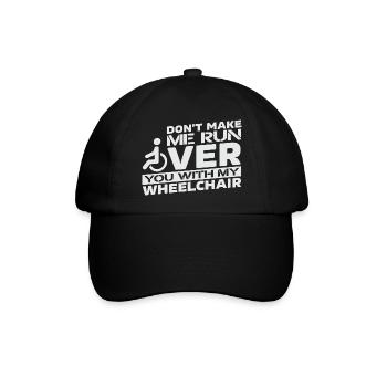 Rollstuhl Rollstuhlfahrer Rollstuhlfahrerin Rolli - Baseballkappe - Schwarz/Schwarz - Vorne
