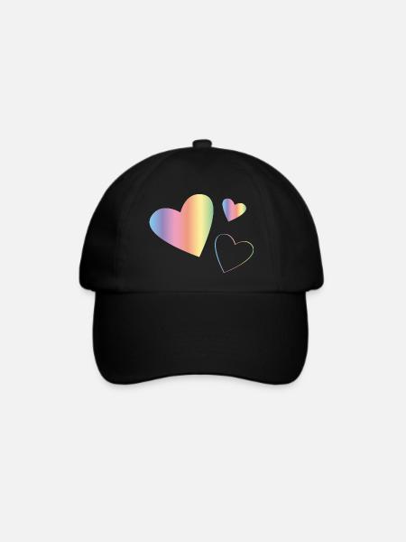 Regenbogen Herzen - Baseballkappe - Schwarz/Schwarz