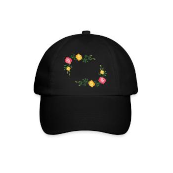 Blumen Kranz Rahmen - Baseballkappe - Schwarz/Schwarz - Vorne