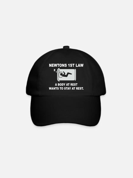 Newtons 1. Gesetzt - ruhender Körper - Baseballkappe - Schwarz/Schwarz