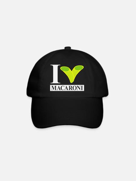 Ich liebe Makkaroni - Baseballkappe - Schwarz/Schwarz