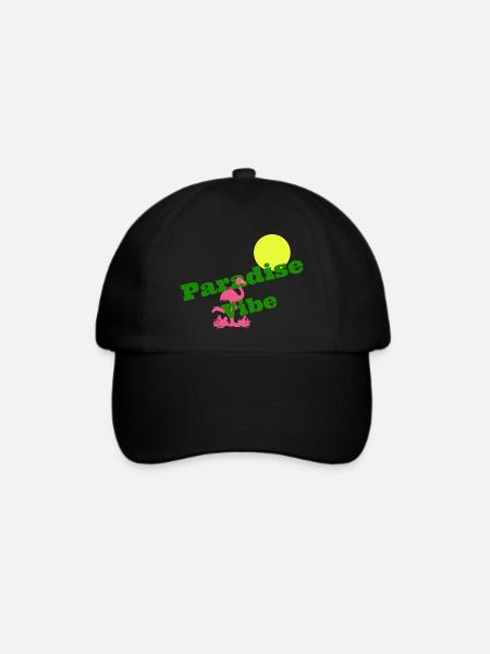 Flamingo im Paradies - Baseballkappe - Schwarz/Schwarz