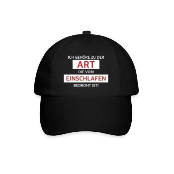 Ich bin vom Einschlafen bedroht | lustige Sprüche - Baseballkappe - Schwarz/Schwarz - Vorne