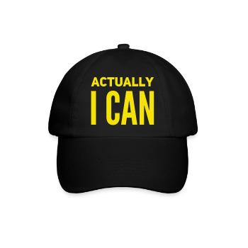 Actually ... I CAN !!! Neues Design / NEW DESIGN - Baseballkappe - Schwarz/Schwarz - Vorne