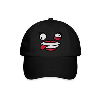 Verrücktes weibliches Comic Gesicht - Baseballkappe - Schwarz/Schwarz - Vorne