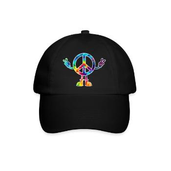 Peacezeichen Friedenszeichen tie dye - Baseballkappe - Schwarz/Schwarz - Vorne