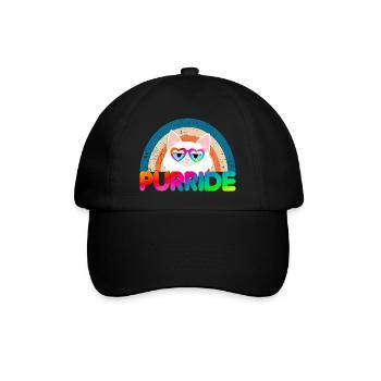 Purride Funny Cat Gay Pride Regenbogen Sonnenbrille - Baseballkappe - Schwarz/Schwarz - Vorne