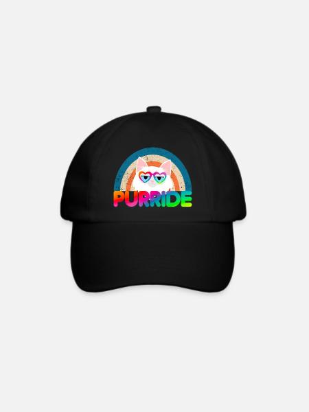Purride Funny Cat Gay Pride Regenbogen Sonnenbrille - Baseballkappe - Schwarz/Schwarz