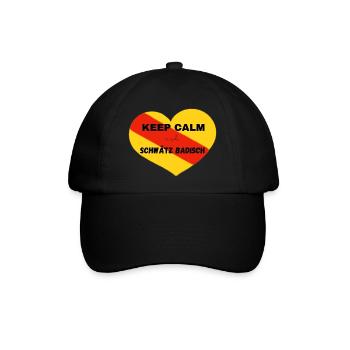 Keep calm and schwätz Badisch - Baseballkappe - Schwarz/Schwarz - Vorne