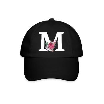 Buchstabe m blumig - Baseballkappe - Schwarz/Schwarz - Vorne