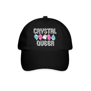 Crystal Queer Trans Pride Regenbogen Kristalle - Baseballkappe - Schwarz/Schwarz - Vorne