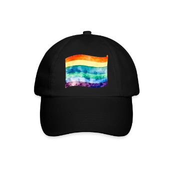 LGBT-Flagge - Baseballkappe - Schwarz/Schwarz - Vorne