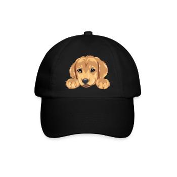 Niedlicher Golden Retriever Welpenkopf - Baseballkappe - Schwarz/Schwarz - Vorne