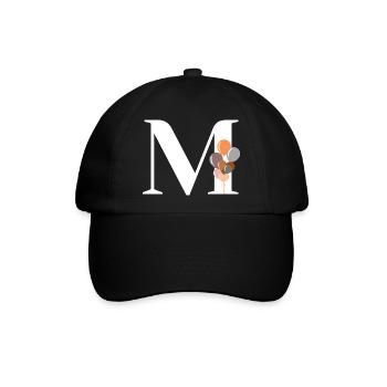 Buchstabe m Geburtstagsballon - Baseballkappe - Schwarz/Schwarz - Vorne